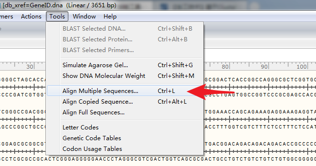 snapgene怎么比对两个序列